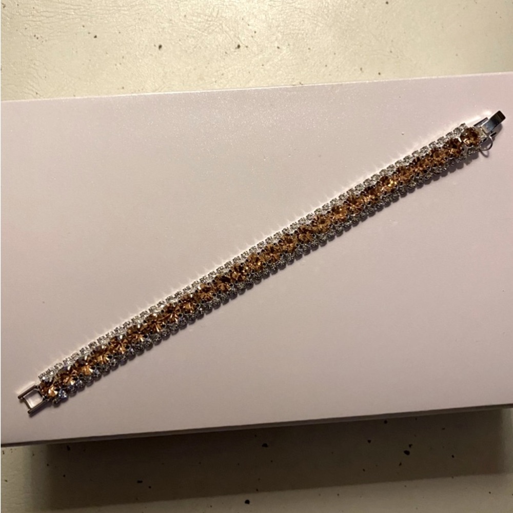 7CT Champagne & White Lab Created Diamond Tennis Bracelet 925 Sterling Silver